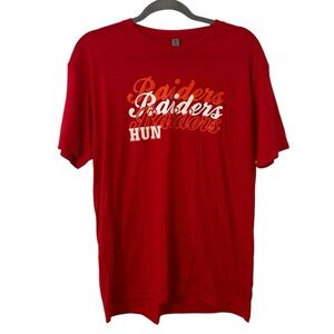Red Hun School Raiders Design Mascot Top Shirt Tee Men’s Unisex Size Large Fit!